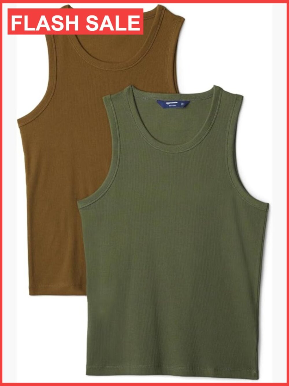 Men's Slim Fit Ribbed Tank Tops 2 Pack Sleeveless Scoop Neck Basic